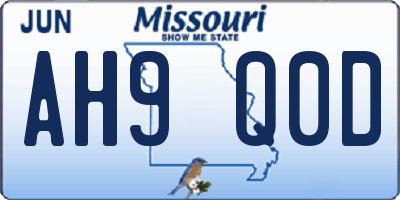 MO license plate AH9Q0D