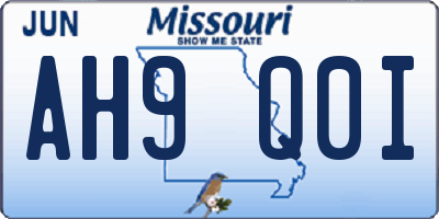 MO license plate AH9Q0I