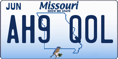 MO license plate AH9Q0L