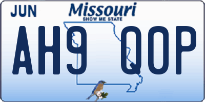 MO license plate AH9Q0P