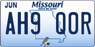 MO license plate AH9Q0R