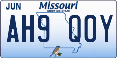 MO license plate AH9Q0Y