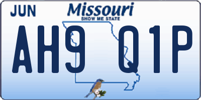 MO license plate AH9Q1P