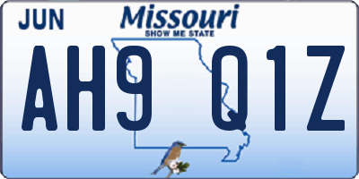 MO license plate AH9Q1Z