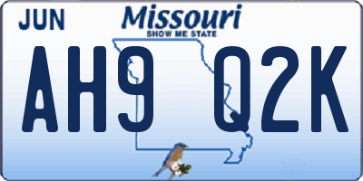 MO license plate AH9Q2K