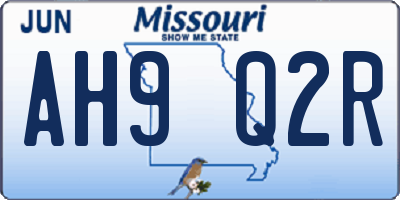 MO license plate AH9Q2R