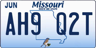 MO license plate AH9Q2T