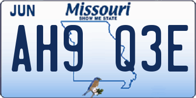 MO license plate AH9Q3E