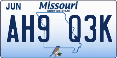 MO license plate AH9Q3K