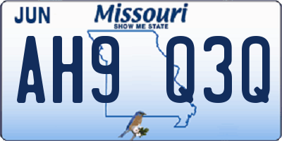 MO license plate AH9Q3Q