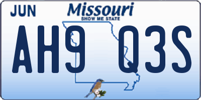 MO license plate AH9Q3S