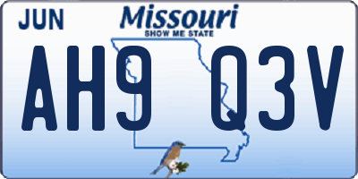 MO license plate AH9Q3V