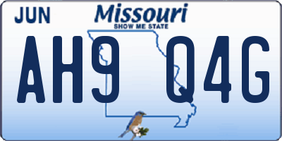 MO license plate AH9Q4G