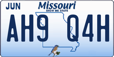 MO license plate AH9Q4H