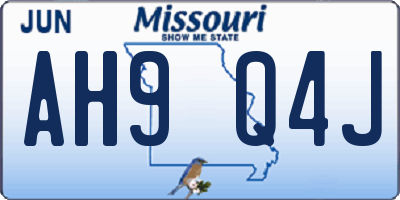 MO license plate AH9Q4J