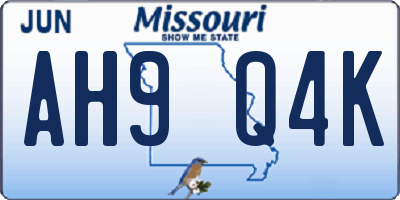MO license plate AH9Q4K