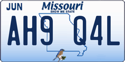 MO license plate AH9Q4L