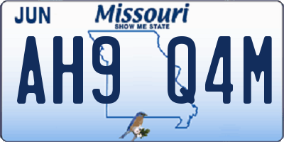 MO license plate AH9Q4M