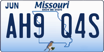 MO license plate AH9Q4S