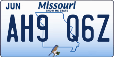 MO license plate AH9Q6Z