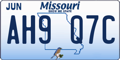 MO license plate AH9Q7C