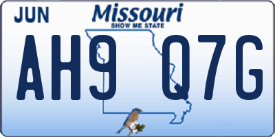 MO license plate AH9Q7G
