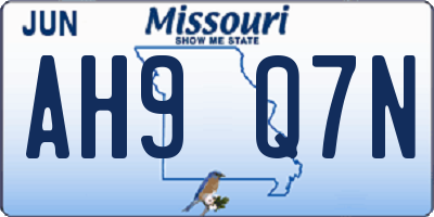 MO license plate AH9Q7N
