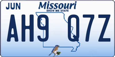 MO license plate AH9Q7Z