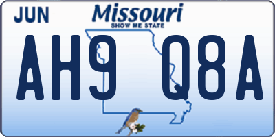 MO license plate AH9Q8A