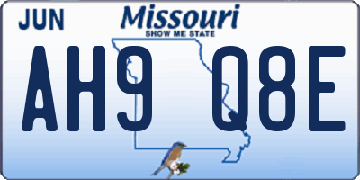 MO license plate AH9Q8E