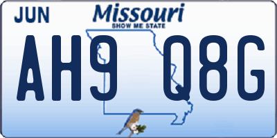 MO license plate AH9Q8G