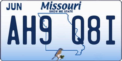 MO license plate AH9Q8I