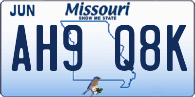 MO license plate AH9Q8K