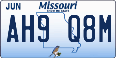 MO license plate AH9Q8M