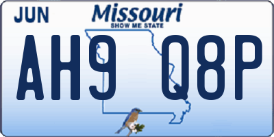 MO license plate AH9Q8P
