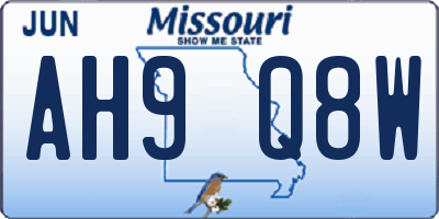 MO license plate AH9Q8W