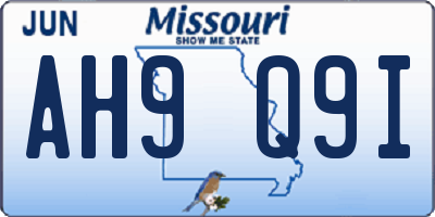 MO license plate AH9Q9I