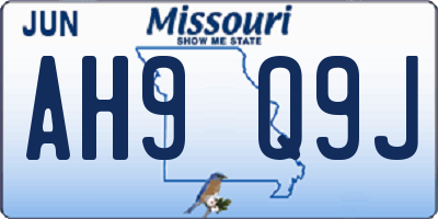MO license plate AH9Q9J