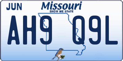 MO license plate AH9Q9L