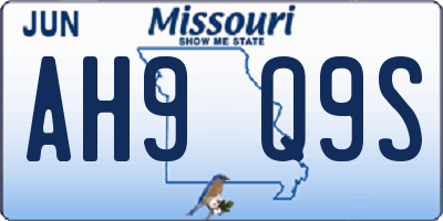 MO license plate AH9Q9S