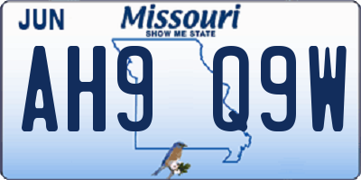 MO license plate AH9Q9W