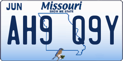 MO license plate AH9Q9Y