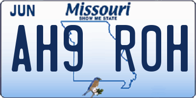 MO license plate AH9R0H