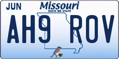 MO license plate AH9R0V
