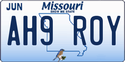MO license plate AH9R0Y