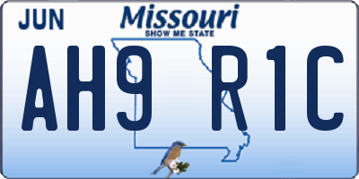 MO license plate AH9R1C