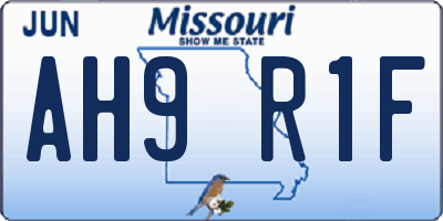 MO license plate AH9R1F