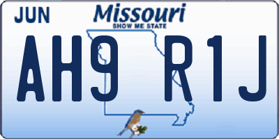 MO license plate AH9R1J