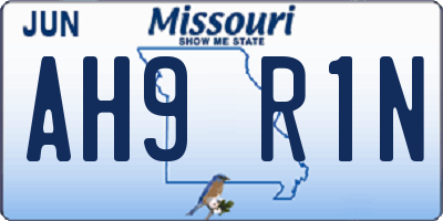 MO license plate AH9R1N