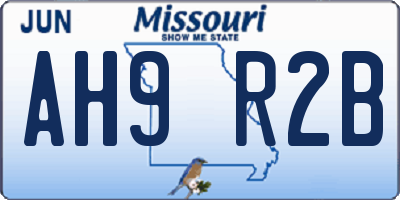 MO license plate AH9R2B